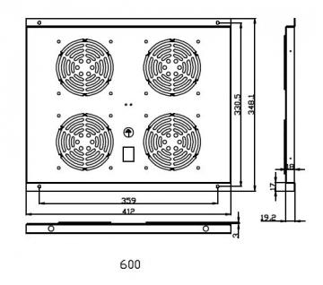 FU.P600.004 ventilační jednotka, 4 ventilátory, h600