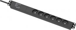 RACK-PROTECTOR-F6-1U 19" napájecí panel, 1U, 6 x 230 V, přepěťová ochrana